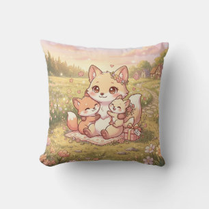 Coussin de prairie de la famille de renard mignon