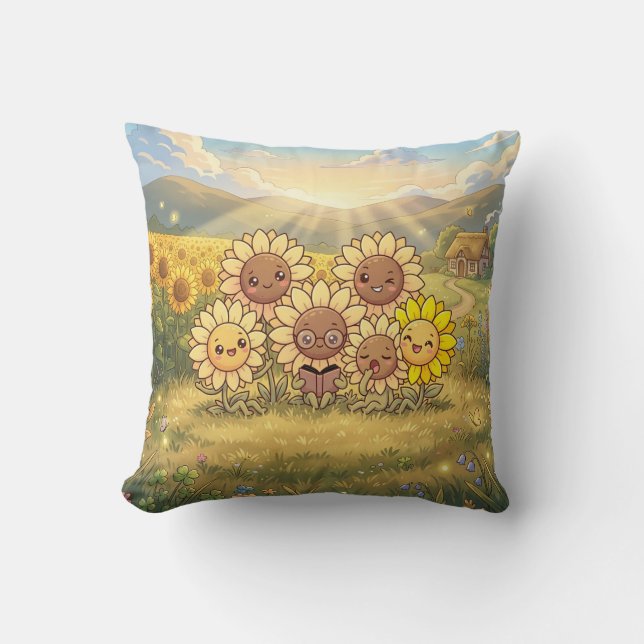 Coussin de prairie tournesol ensoleillé (Recto)