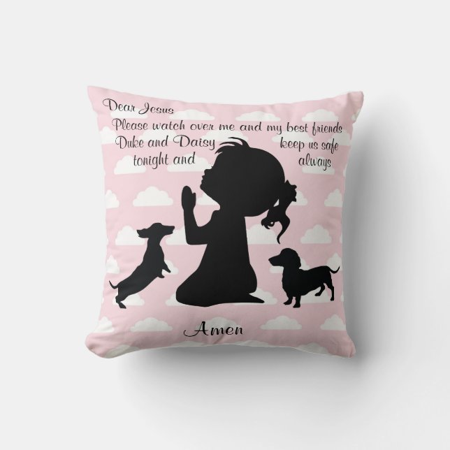Coussin de prière rose Dachshund (Recto)
