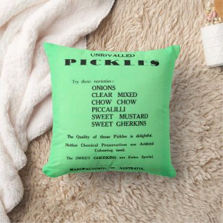 Coussin de publicité vintage de pickles sans égal