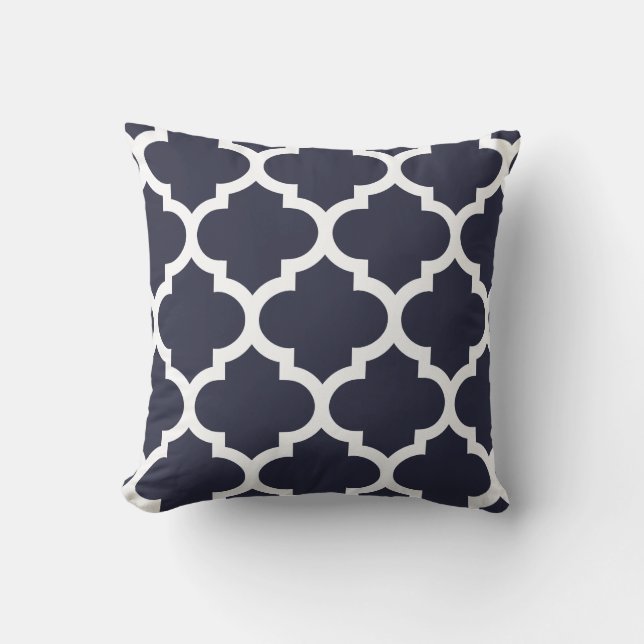 Coussin de Quatrefoil de bleu marine (Recto)