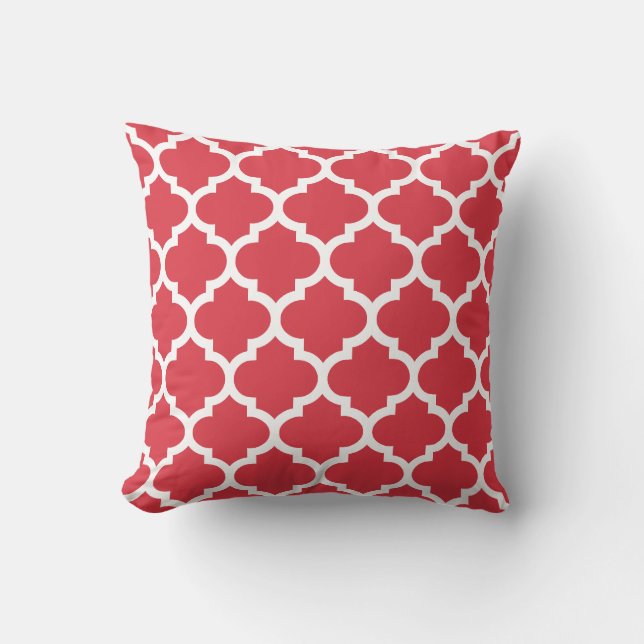 Coussin de Quatrefoil - motif rouge de pavot (Recto)