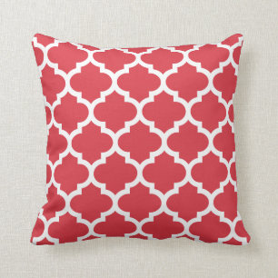 Coussin de Quatrefoil - motif rouge de pavot
