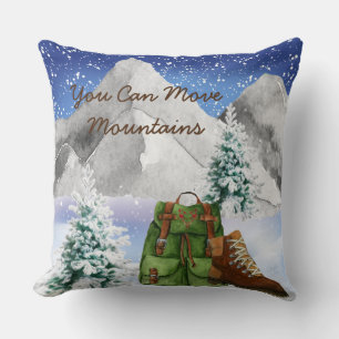 Coussin de randonnée avec Montagnes et sac à dos