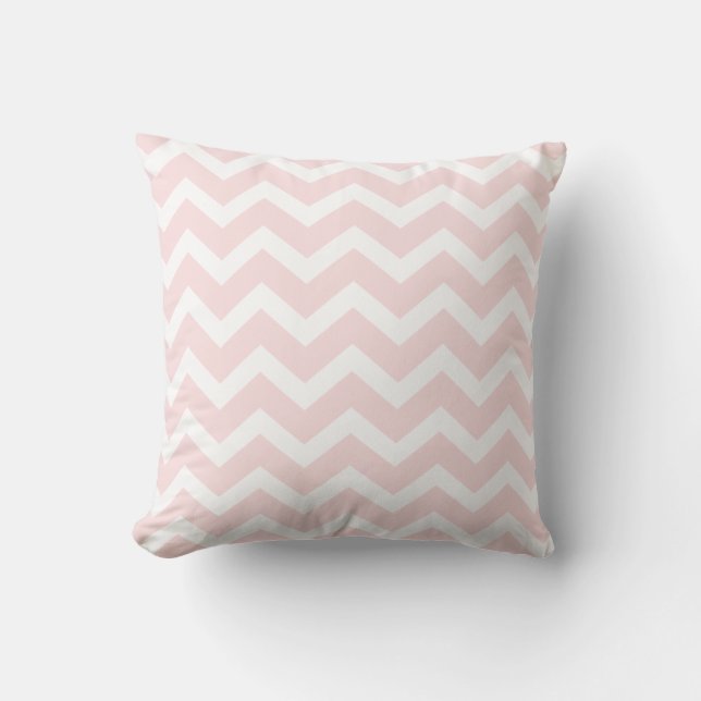 Coussin de rayure de Chevron de roses pâles (Recto)