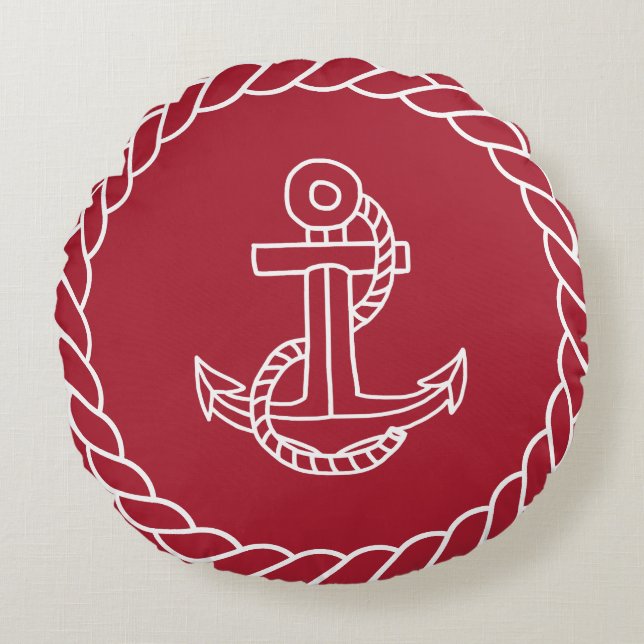 Coussin de ronde Ancre marine rouge (Devant)