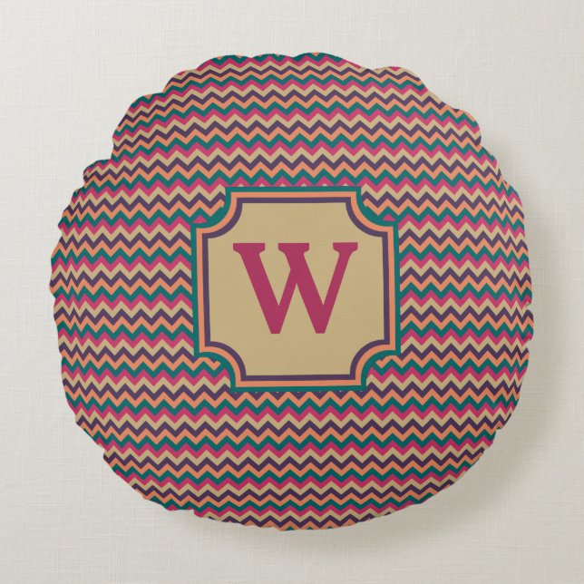 Coussin de ronde Tropical Zigzag (Devant)