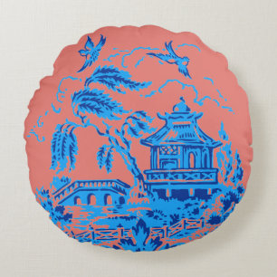 Coussin de rose bleu et saumoné de saule bleu