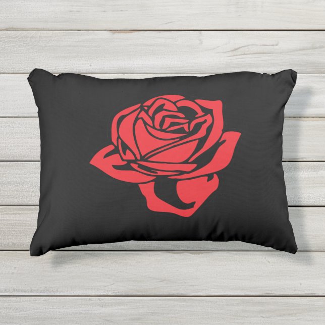 Coussin de rose rouge et de noir (Devant)