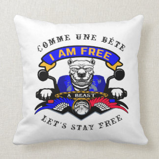 Coussin de salon je suis libre moto pitbull