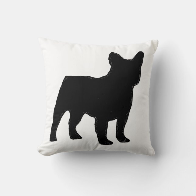 coussin de silhouette de bouledogue français (Recto)