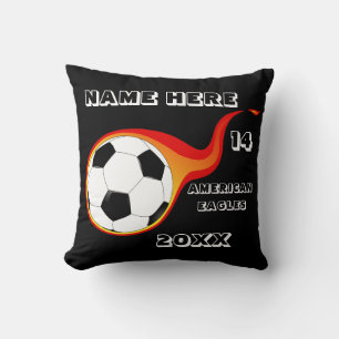 Coussin de soccer personnalisé avec le nom du joue