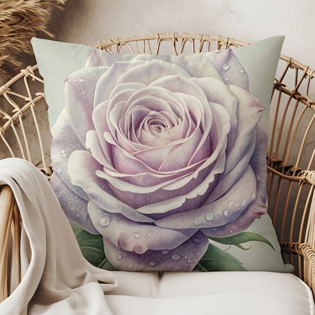 Coussin de sorcière Rose Lune - Jardin de Sorcière (Moonlit Rose Witch Pillow - Witch’s Garden Dreams in a boho rattan armchair)