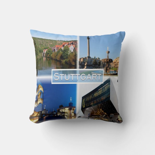 Coussin DE Stuttgart - Rivière Neckar - Schlossplatz - (Recto)