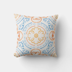 Coussin de style marocain en bleu et orange