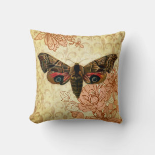 Coussin de style vintage à motif de papillon de nu