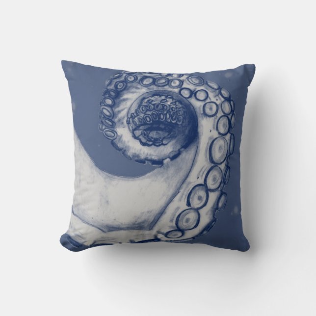 Coussin de tentacle bleu et argenté (Recto)
