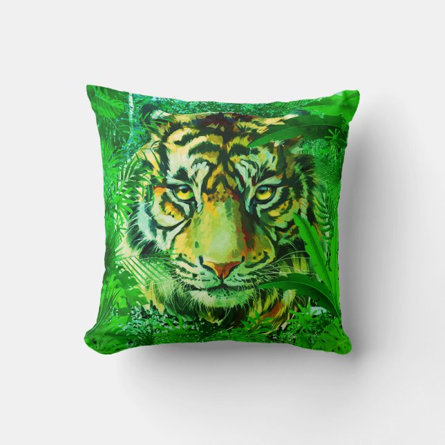 Coussin de Tigre vert de la Jungle Coussin (Recto)