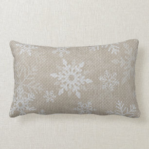 Coussin de toile de jute de flocons de neige de