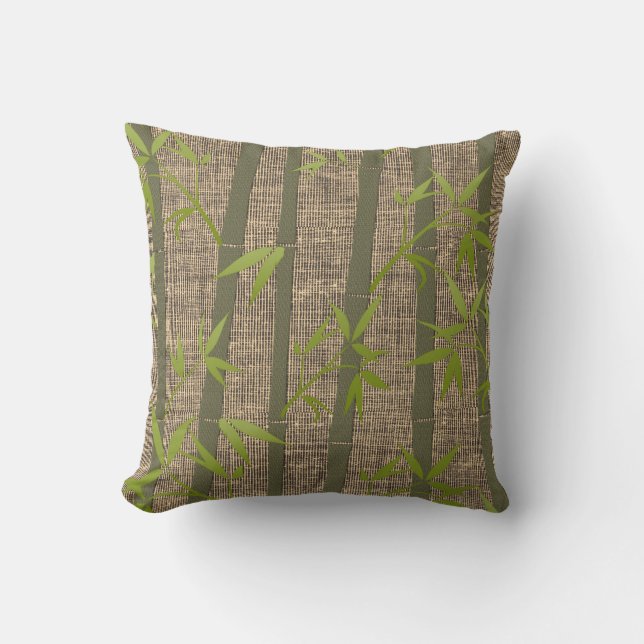Coussin de toile Plante en bambou texturé rustique (Recto)