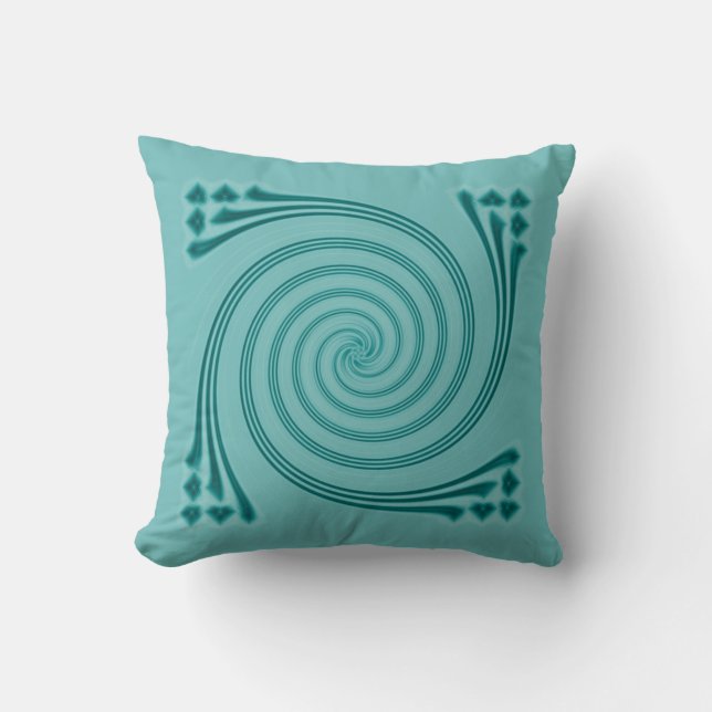 Coussin de toupie de bleu de paon par Janz (Recto)