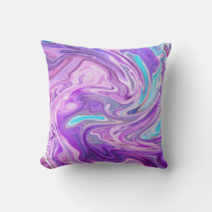 coussin de tourbillons bleu rose et violet