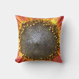 Coussin de tournesol rouge et jaune