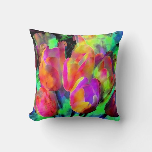 Coussin "de tulipes au néon" (Recto)