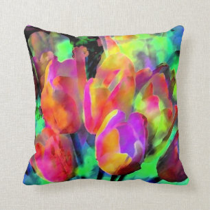Coussin "de tulipes au néon"