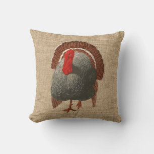 Coussin de Turquie vintage sur le faux Burlap