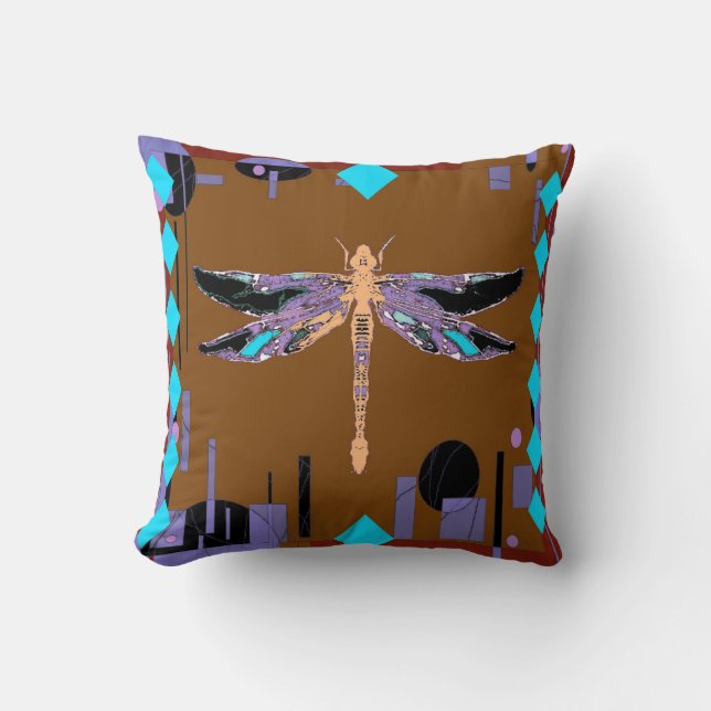 Coussin de turquoise de brun de café de sud-ouest (Recto)