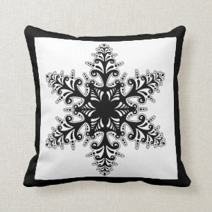 Coussin de vacances - Flocon de neige noir et blan