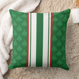 Coussin de vacances, Rouge blanc vert avec arbres