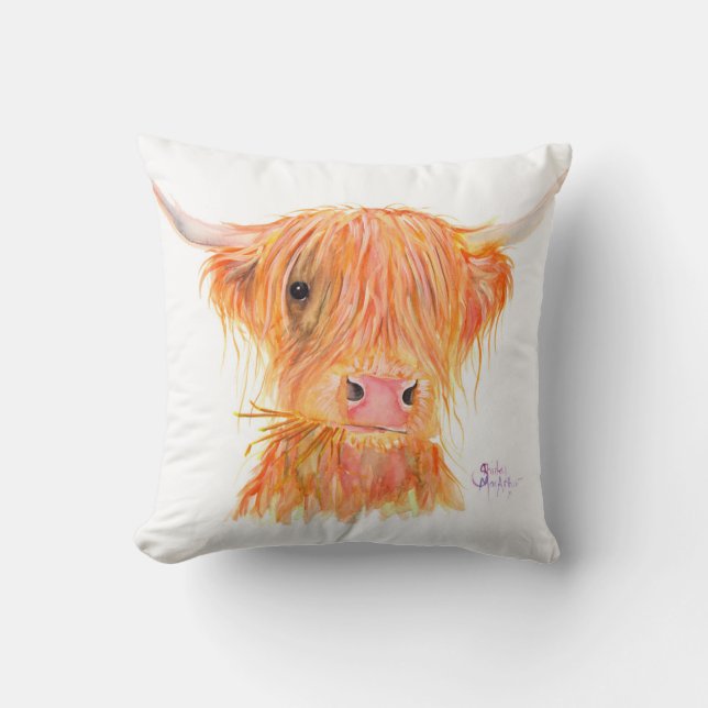 Coussin de vache Highland Fergus par Shirley MacAr (Recto)