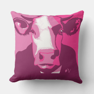 Coussin de vache rose Pop Art