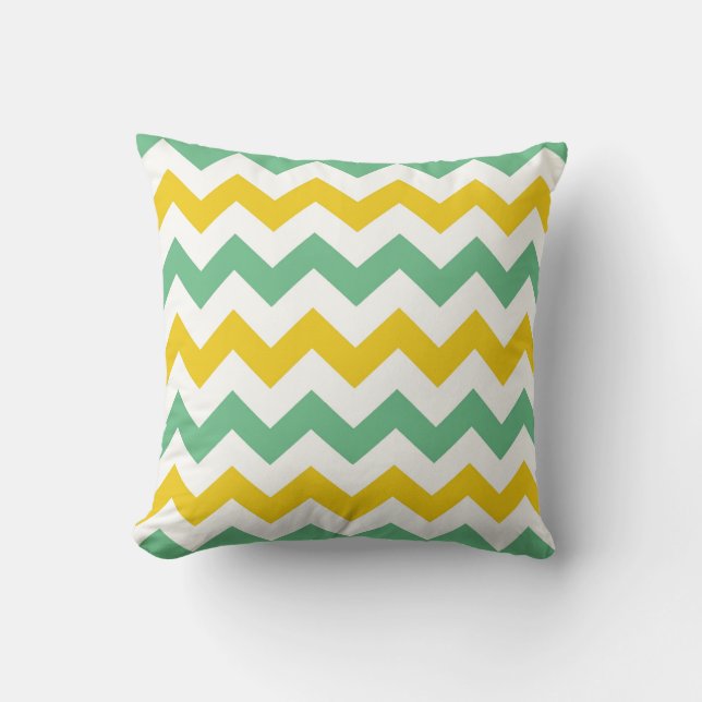 Coussin de vert jaune de zigzags de Chevron de (Recto)