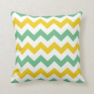 Coussin de vert jaune de zigzags de Chevron de