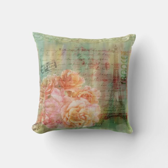 coussin de vert sauge avec les éléments collaged (Recto)