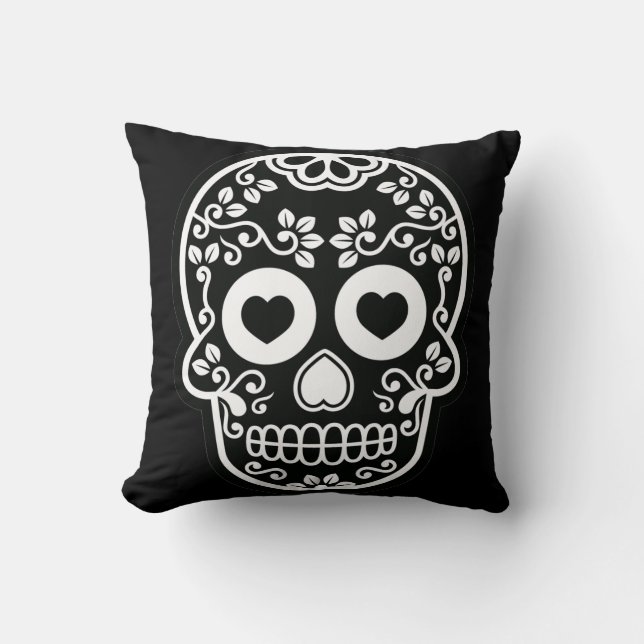 Coussin de vin de crâne noir et blanc (Recto)