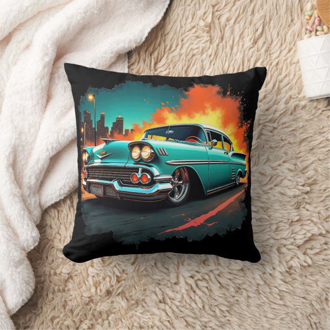 Coussin de voiture classique avec scène de rue noc (Couverture)