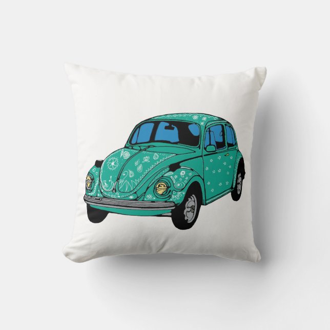 Coussin de voiture hippie bleu (Recto)