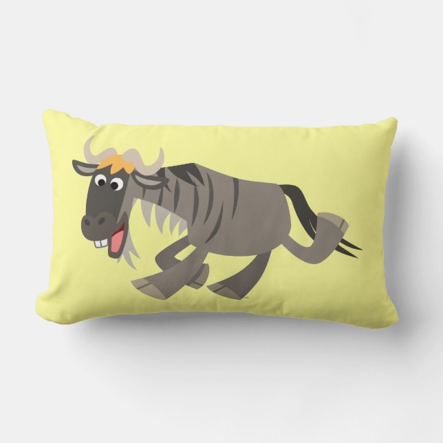 Coussin de Wildebeest de caricature joyeux (Recto)