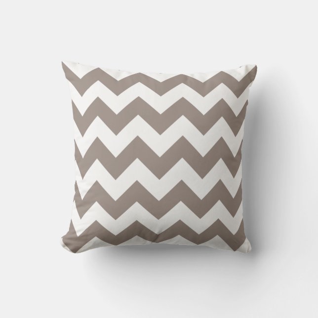 Coussin de zigzag avec Chevron kaki (Recto)