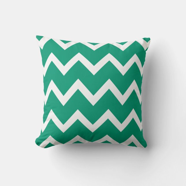 Coussin de zigzag avec le vert vert Chevron (Recto)