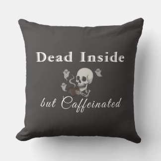 Coussin Dead Inside But Caffeinated – Halloween Pillow