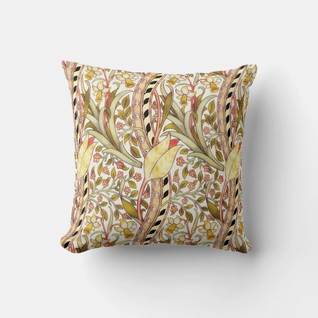 Coussin Dearle Daffodique Vintage motif floral (Recto)