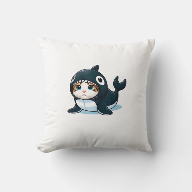 Coussin Débardeur Chat en Costume d'Orque (Recto)
