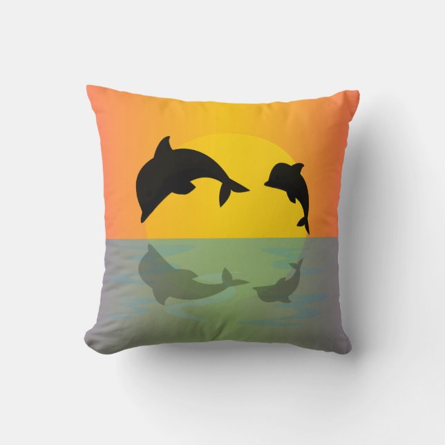 Coussin Débordement des dauphins au coucher du soleil (Recto)