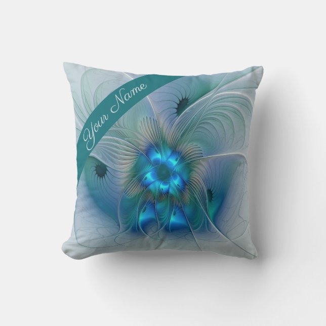 Coussin Debout, Blue Fractal Art Nom Abstrait (Recto)