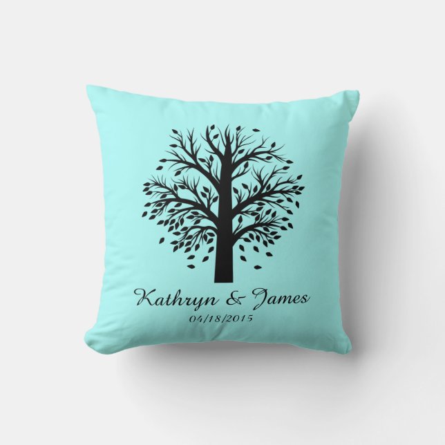 Coussin Début de nouvel arbre généalogique, noms/date ; (Recto)